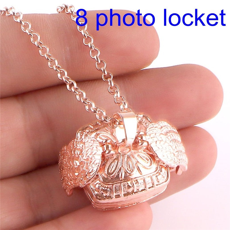 Magic 4 Photo Pendant Necklace For Women Men Memory Floating Locket Necklace Angel Wings Fashion Album Box Necklaces No photos