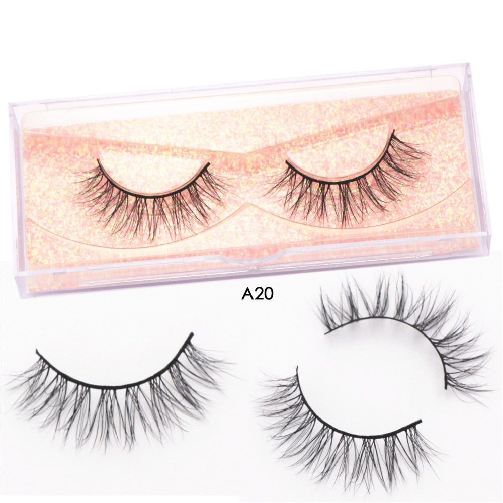 Mink Eyelashes Natural Long 3D Mink Lashes Cruelty Free Handmade Fake Lashes Makeup False Eyelash Short Soft Reusable Lashes A03