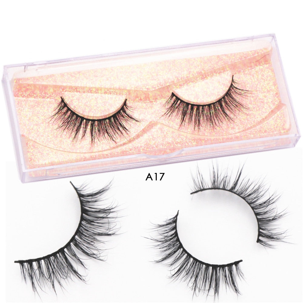 Mink Eyelashes Natural Long 3D Mink Lashes Cruelty Free Handmade Fake Lashes Makeup False Eyelash Short Soft Reusable Lashes A03