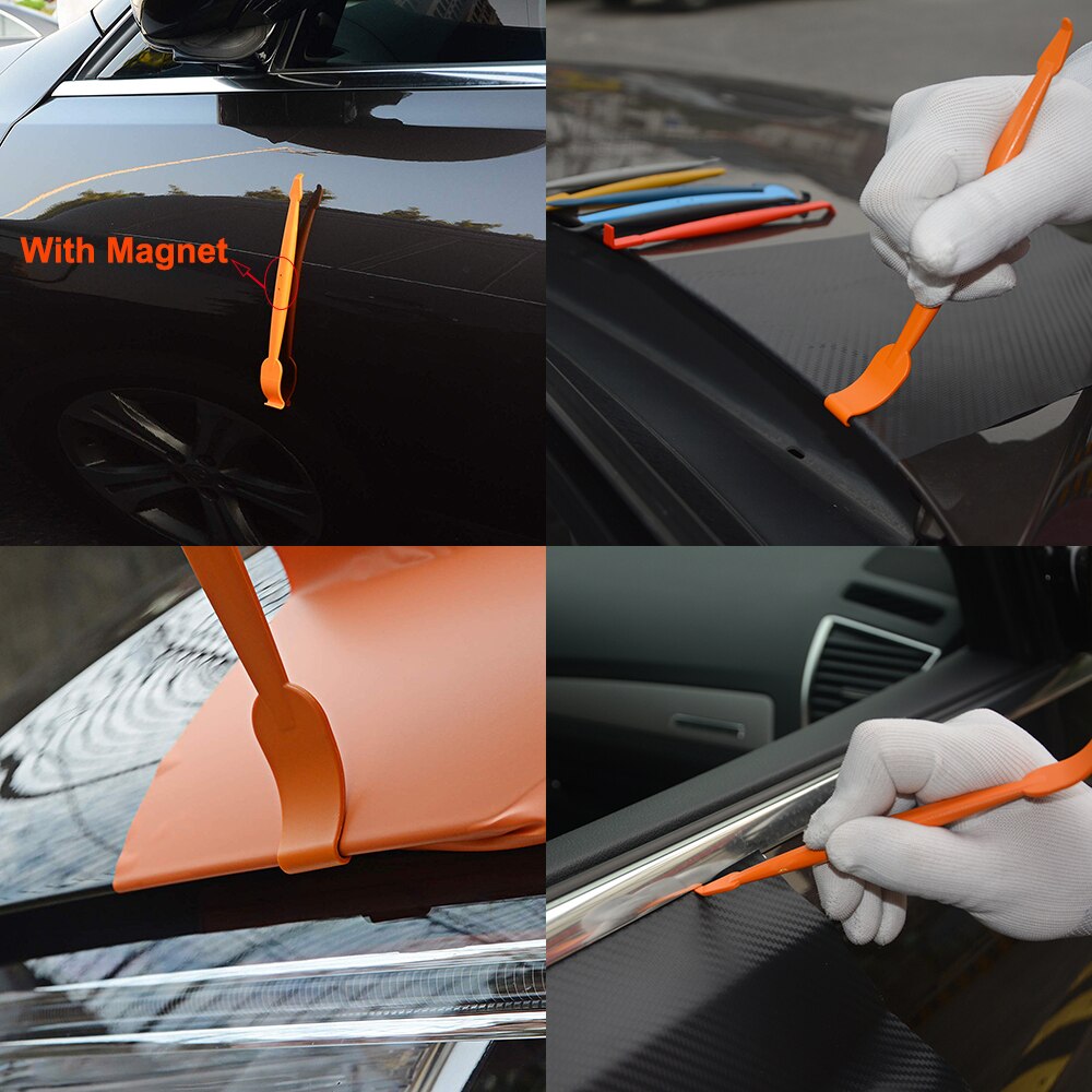 FOSHIO Carbon Fiber Vinyl Wrap EU/US Heat Gun Tool Kit Window Tint Film Hot Air Gun Set Magnetic Stick Squeegee Car Foil Styling