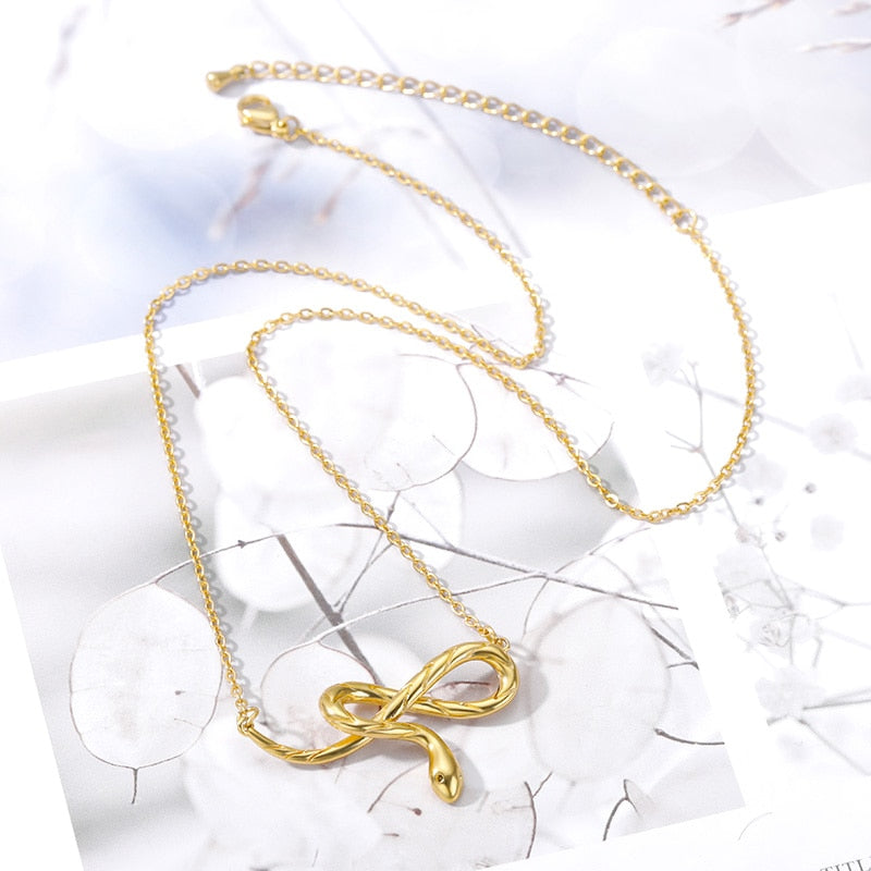 Snake Necklace for Women Stainless Steel Gold  Color Snake Pendant Necklace Choker Jewellery Collier Best Friend Gift