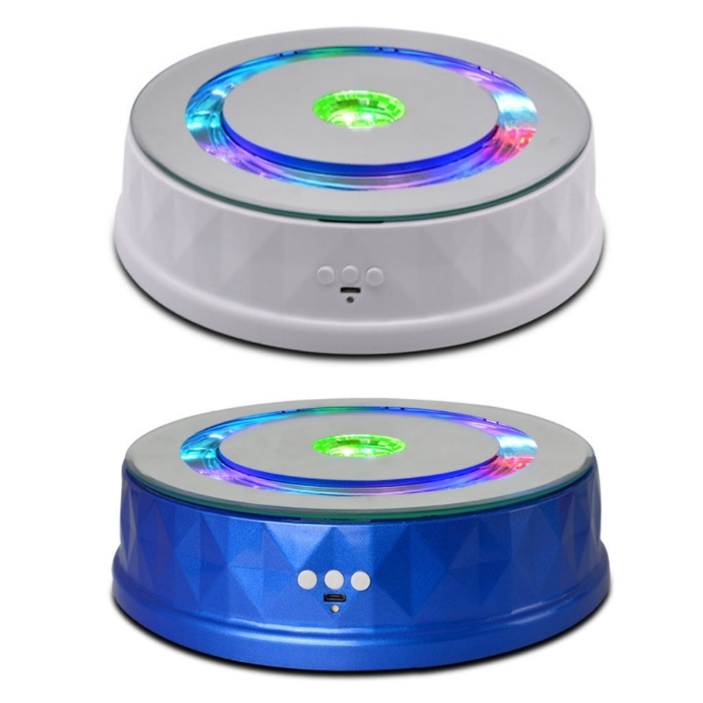 PULUZ USB Charging Rotating Display Stand Colorful LED Light Photography Turntable 8KG Load For Live Stream/Shoot Rotating Video