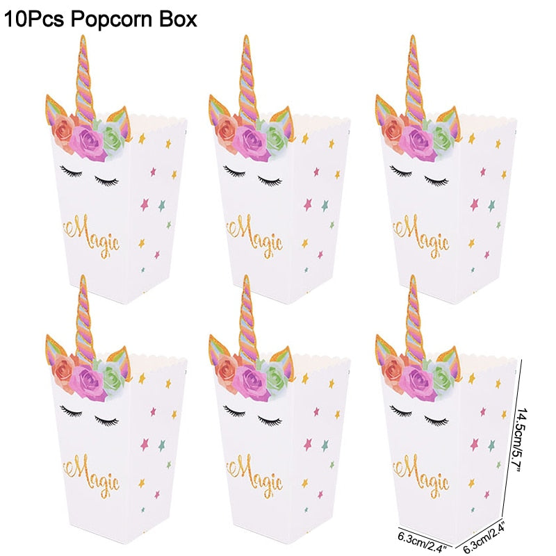 Unicorn Paper Candy Gift Bag Unicorn Party Cookie Popcorn Box for Kids Girl Birthday Party Decoration Supplies Baby Shower Favor