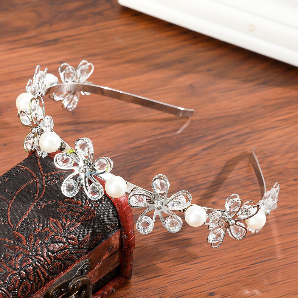 Haimeikang Rhinestone Bezel Baroque Headband Luxury Silver Crystal Hairband Sparkly For Fashion Women Hair Accessories