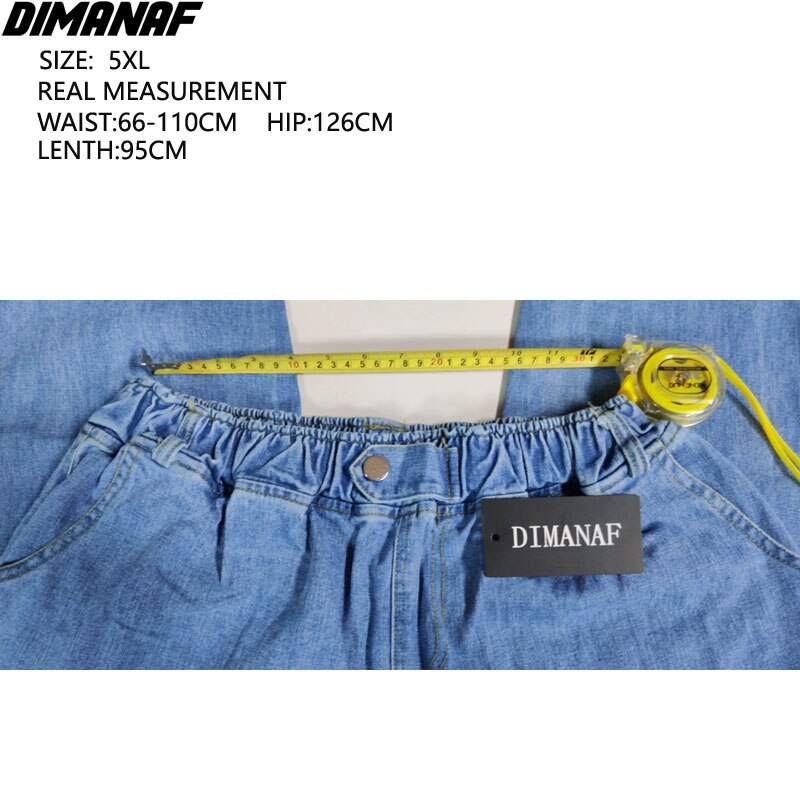 DIMANAF Women Clothing Jeans Long Pants High Waist Loose Cotton Denim Female Fashion Lady Elastic Waist Basic Blue Trousers