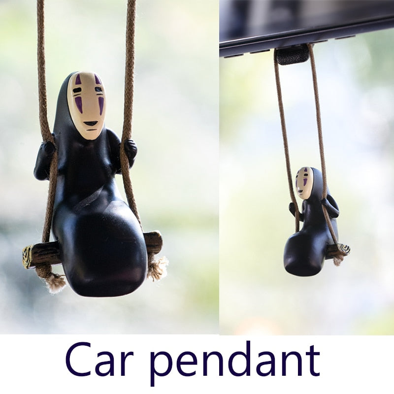 Spirited Away No Face Man Figures Toys Car Pendant Keychain MiyazakiHayao Swing No Face Man Action Model Anime Collection Gift