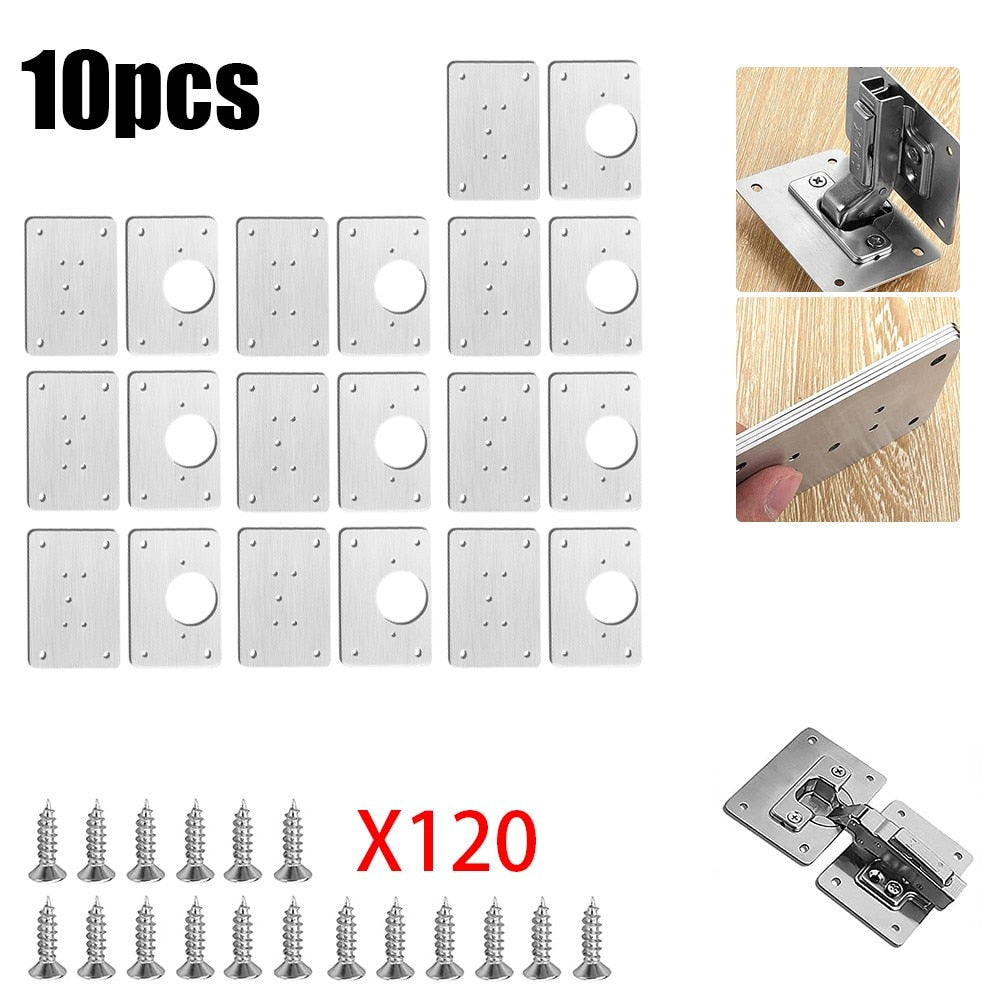 2/4/10/20pcs Stainless Steel Hinge Repair Plate For Cabinet Furniture Hinges Mounting Tool Kitchen Cupboard Door Fixing Plate