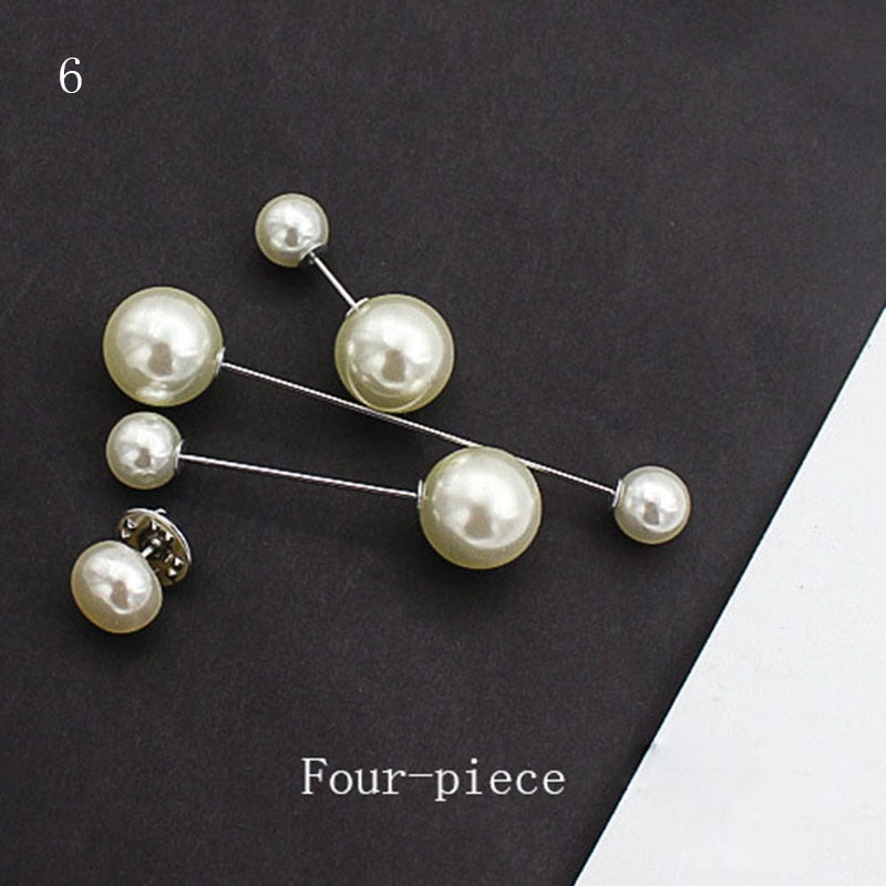 10 Pieces Button Brooch Set Imitation Pearl Rhinestones Pin Coat Clothes Accessories Gift Prevent Exposure Different Design Brooches for Women such as Flower, Pearl, Ribbon