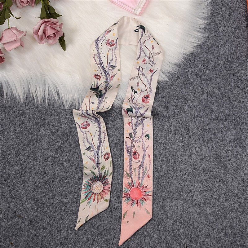 Tropic Affair Luxury Brand Scarf Tarot Women Scarf Bag Hair Skinny Silk Scarves Design Foulard Neckerchief Headband For Ladies