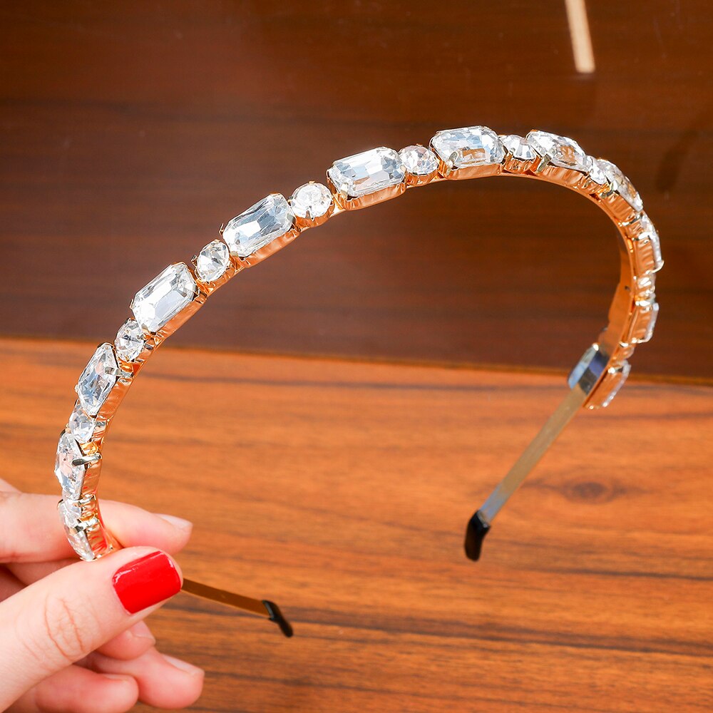 Haimeikang Rhinestone Bezel Baroque Headband Luxury Silver Crystal Hairband Sparkly For Fashion Women Hair Accessories