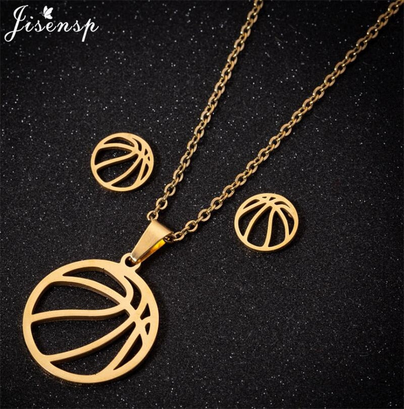 Jisensp Volleyball Jewelry Necklace for Women Men Stainless Steel Chain Necklaces Pendants Sports Fan Necklace Best Gift