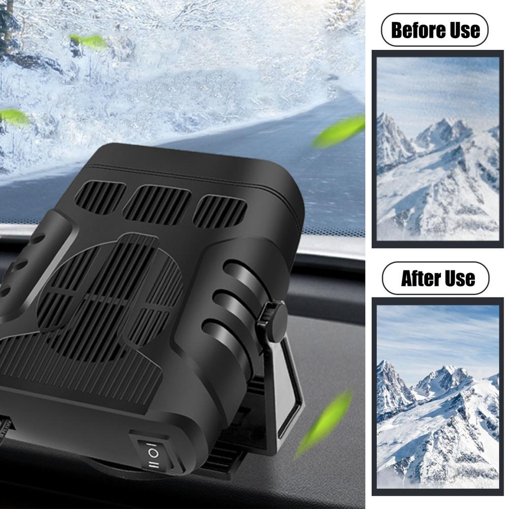 2 IN 1 Portable 12/24V 120W Auto Car Heater Defroster Demister Electric Heater Windshield 360 Degree Rotation ABS Heating Coolin