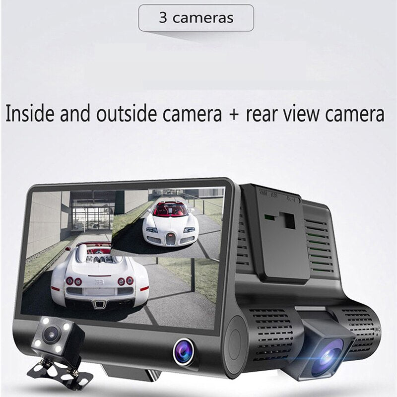 Car DVR 3 Cameras Full HD 1080P Dual Lens Car DVR Camera 4.0 inch LCD Screen with 170 Degree Rear View