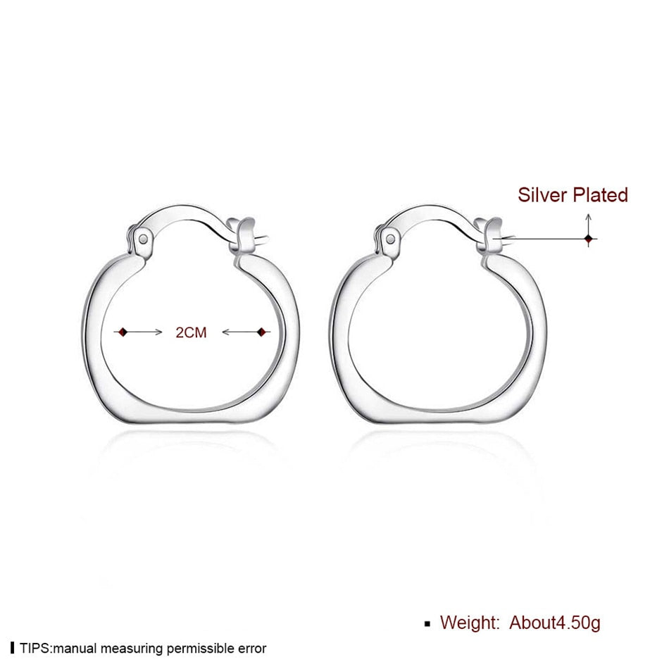 DOTEFFIL 925 Sterling Silver Square Round 20mm Hoop Earrings For Woman Wedding Engagement Party Fashion Charm Jewelry