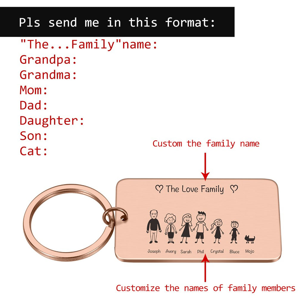 Personalized Family Keychain Engraved Family Gifts for Parents Children Present Keyring Bag Charm Families Member Gift Key Chain