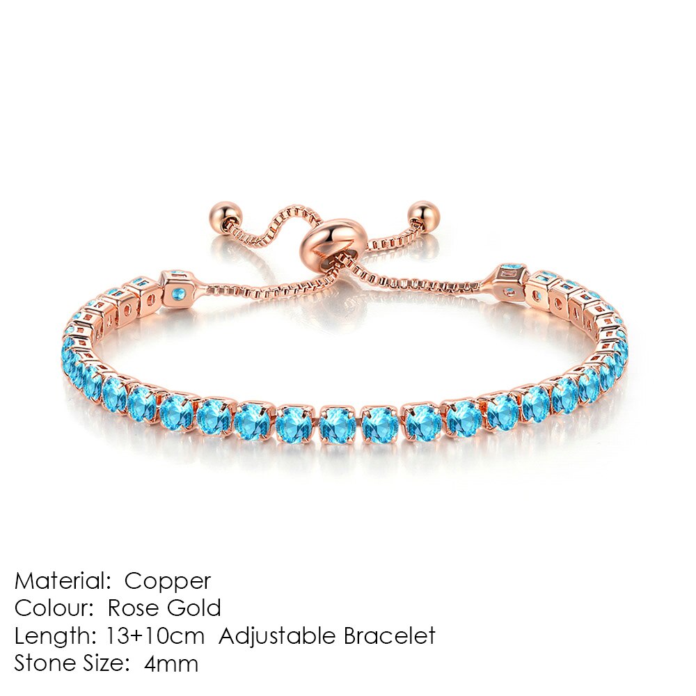 Tennis Bracelets For Women Shining White Gold Color Single-layer Zircon Adjustable Slider Buckle Charm Bracelet Fashion Jewelry