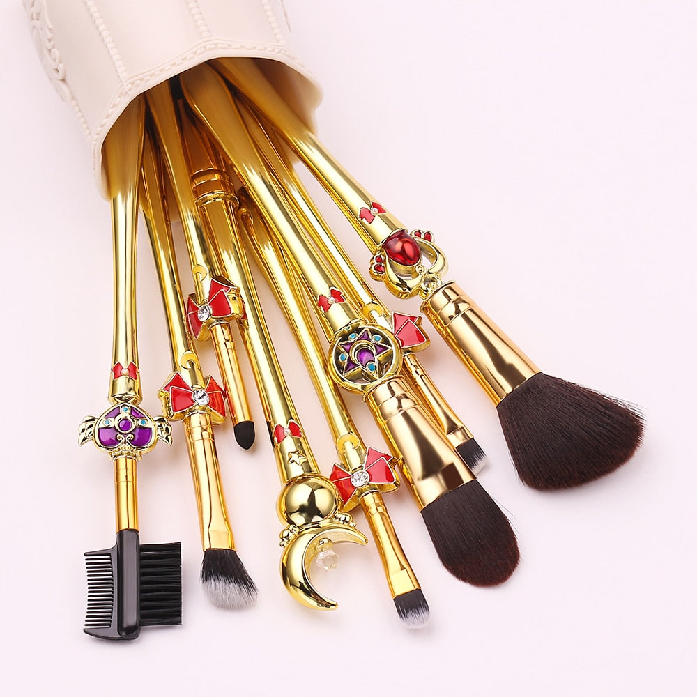 New 8pcs Pro Makeup Brushes Sets & Kits Moon Anime Soft Hair Blusher Concealer Eye Shadow FOUNDATION Lip Brush Cosmetics Tool