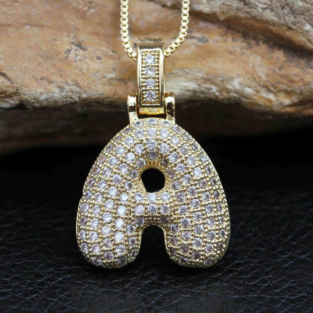 Fashion letters Necklace custom name bubble pendant charm for men and women cubic zircon hip hop jewelry gift