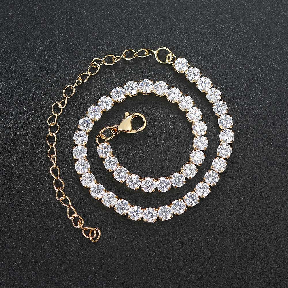 Iced Out 4MM Zircon Tennis Anklet Bracelet for Women Dazzling Bracelet on The Leg Chain Sexy Decoration on Foot Fashion Jewelry