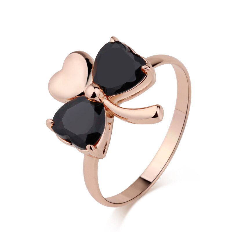 Fashion Enamel Metal Gold Rings Unique Fine Jewelry Scarves Pink Black Painted Flower Ring Gifts For Women Girls Perfect Quality