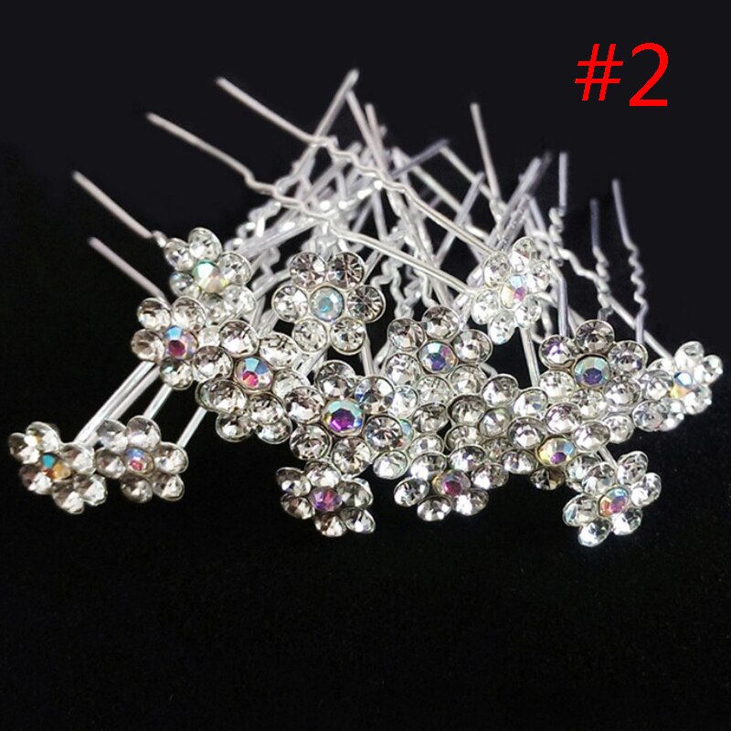 5PCS Acrylic Wedding Bridal Pearl Hair Pin White Flower Crystal Clip Bridesmaid Rhinestone Diamond Headwear Jewelry Accessories