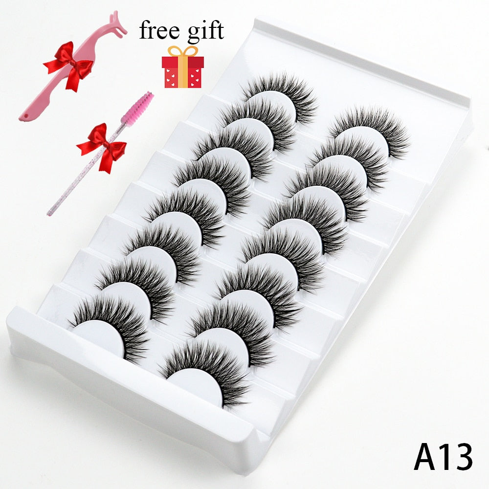 5/8 Pairs 20mm Mink Lashes 3D Natural False Eyelashes Fluffy Faux Mink Eyelashes Wispies Long Extension Eyelashes Pack Maquiagem