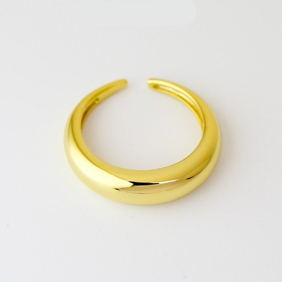 HUANZHI 2020 Gold Color Silver Color Metal Minimalist Glossy Wide Open Rings Geometric Finger Rings for Women Men Jewelry