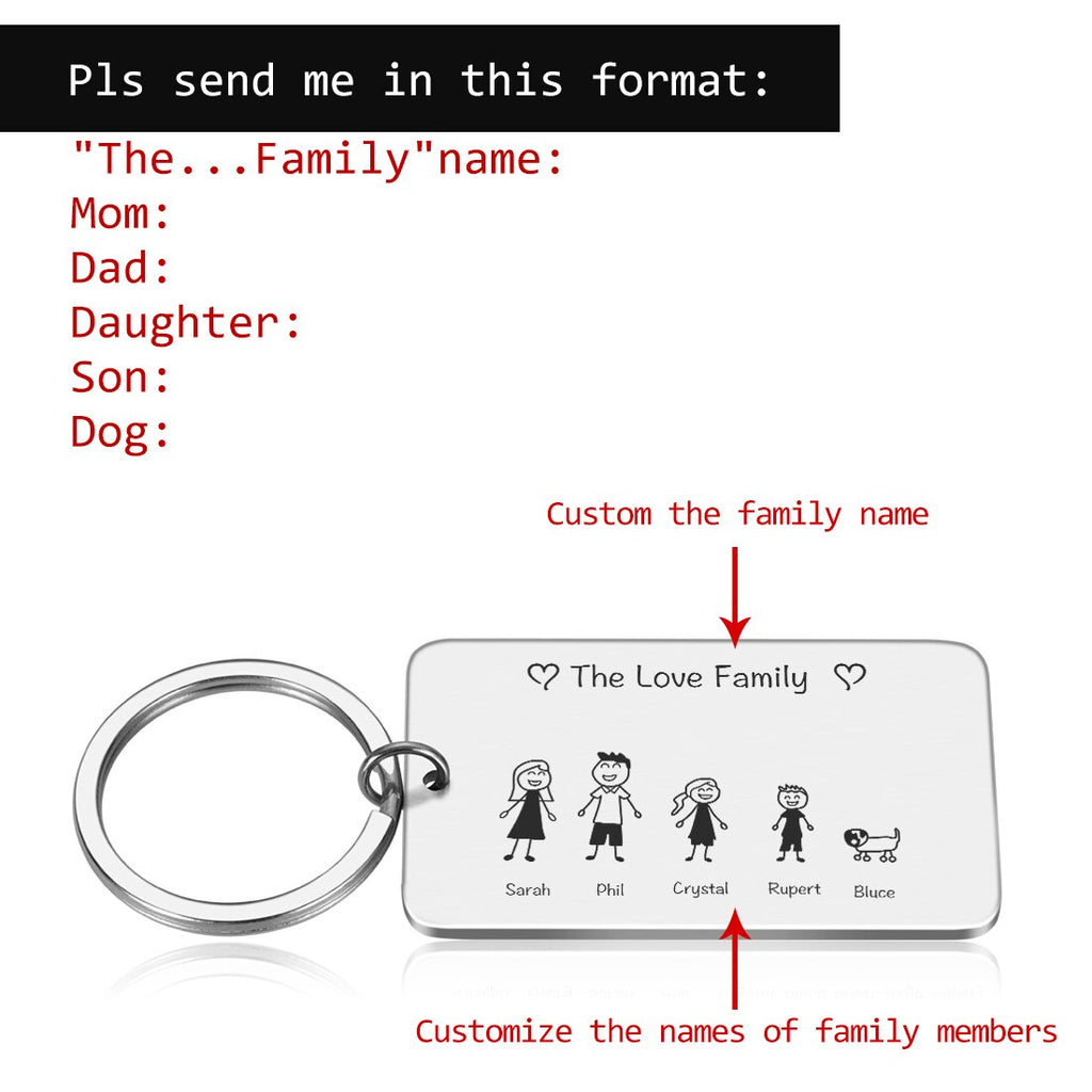 Personalized Family Keychain Engraved Family Gifts for Parents Children Present Keyring Bag Charm Families Member Gift Key Chain