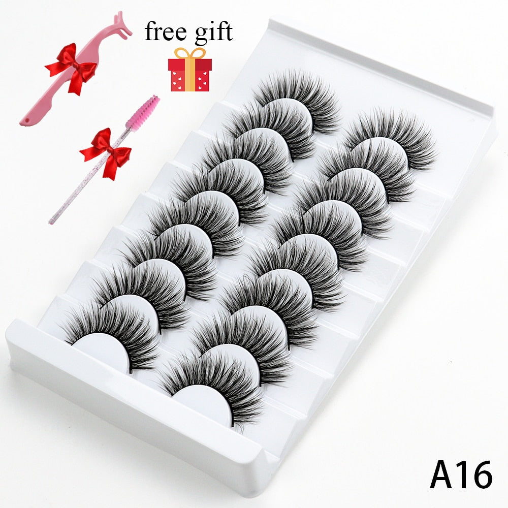 5/8 Pairs 20mm Mink Lashes 3D Natural False Eyelashes Fluffy Faux Mink Eyelashes Wispies Long Extension Eyelashes Pack Maquiagem