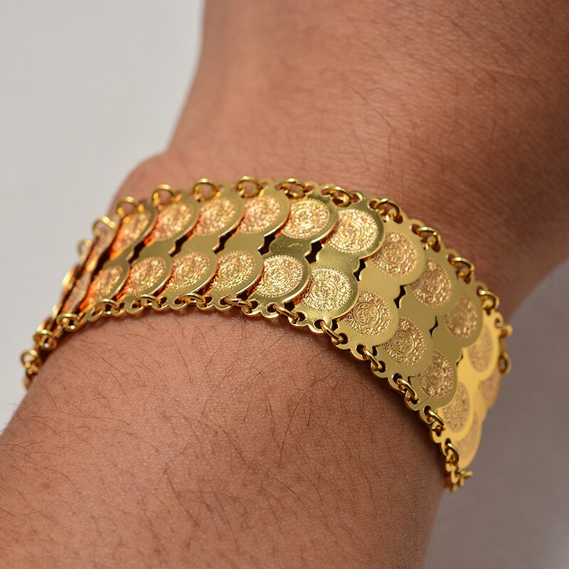 Women Jewlery Gold Color Coins Bangles & Bracelets Money Coin Bracelet Arab Middle Eastern Islamic Design Jewelry Women Gifts.