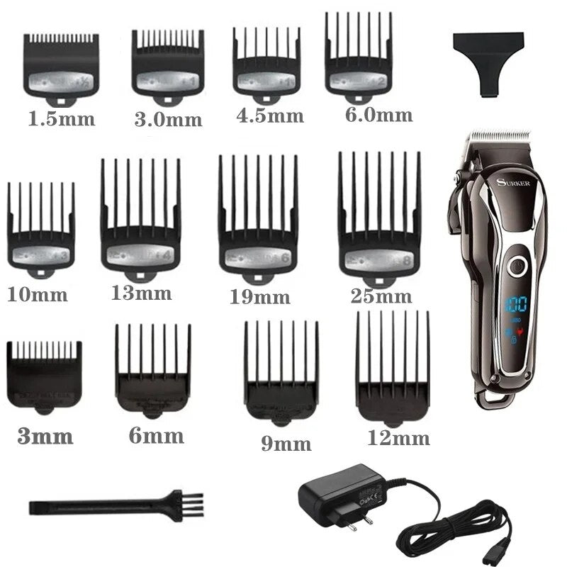 TURBO barber hair clipper professional men hair trimmer LCD electric hair cutting machine salon tool haircut cord&cordless