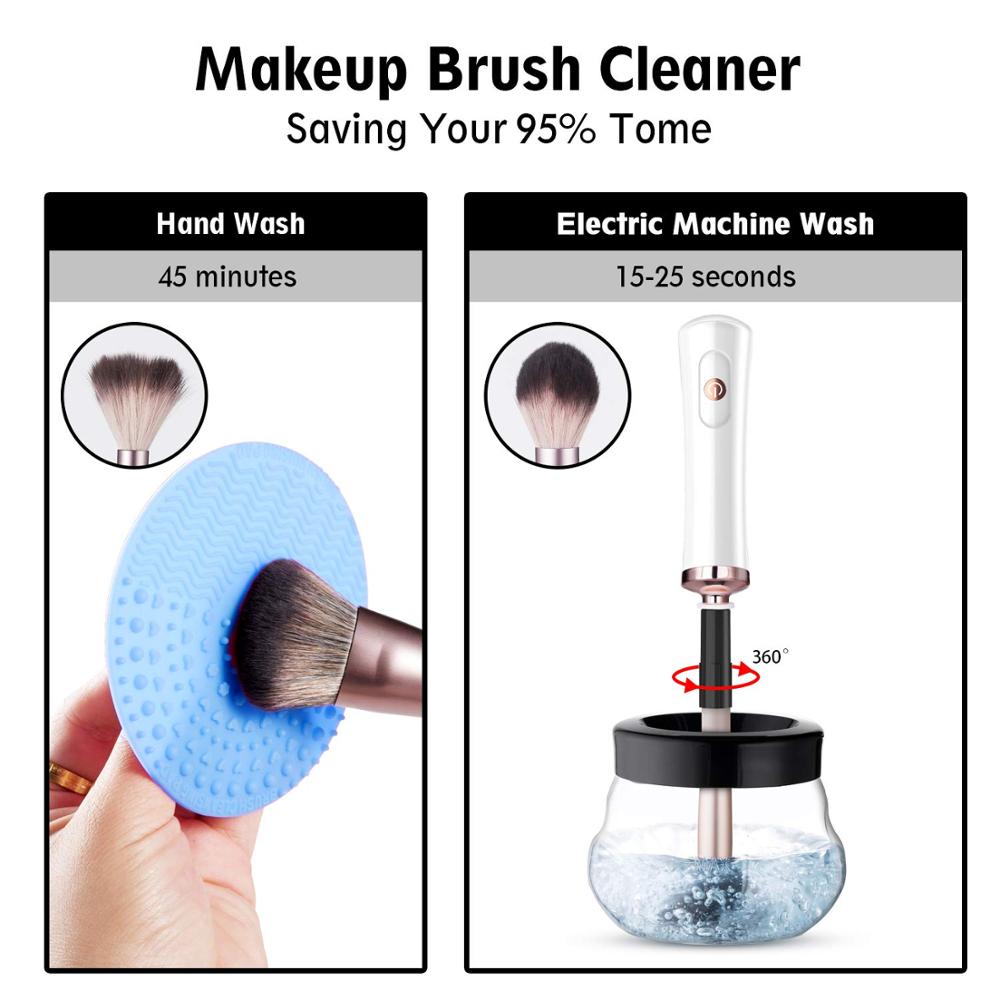 Makeup Brush Cleaner Dryer, Automatic Brush Spinner with 8 Size Rubber Collars, Wash and Dry in Seconds,Brush Cleaning Machine