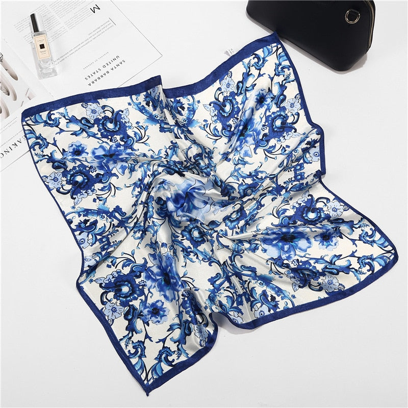 Scarf Satin Bandana Kerchief Silk Women's Luxury Brand Designer Summer Small Bag Wrap Retro Paisley Scarves Muslim Islamic