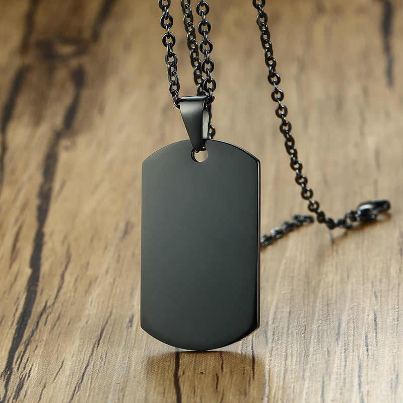 Stainless Steel Double Dog Tag Necklace for Men High Polished Pendant ID Men Jewelry 24&quot; Chain Necklace