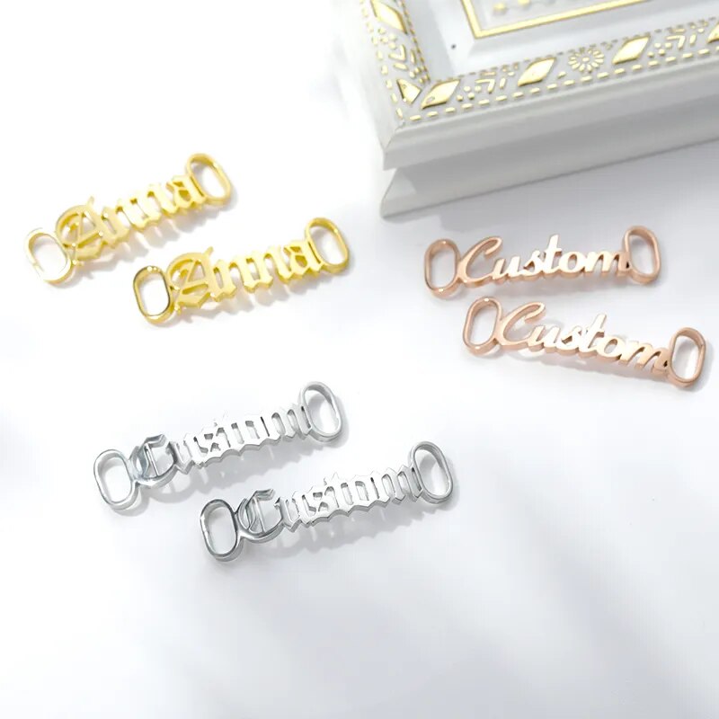 One Pair Personalized Name Shoe Buckle Jewelry Stainless Steel Custom Nameplate Year Date Logo Shoe Buckle Best Friend Gifts