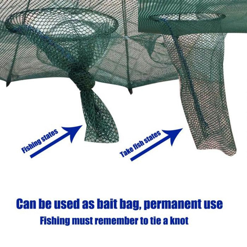 4/6/8/10 /12/16/20Hole Automatic Fishing Net Fishing Trap Portable Folding crayfish catcher Mesh Trap Cage with Ring for Fish