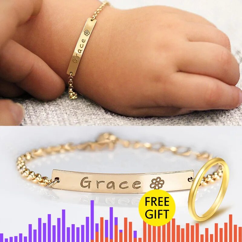 Custom Baby Name Bracelet Stainless Steel Adjustable Baby Toddler Child ID Bracelet-Personalized Girl Boy Birthday Gift BFF