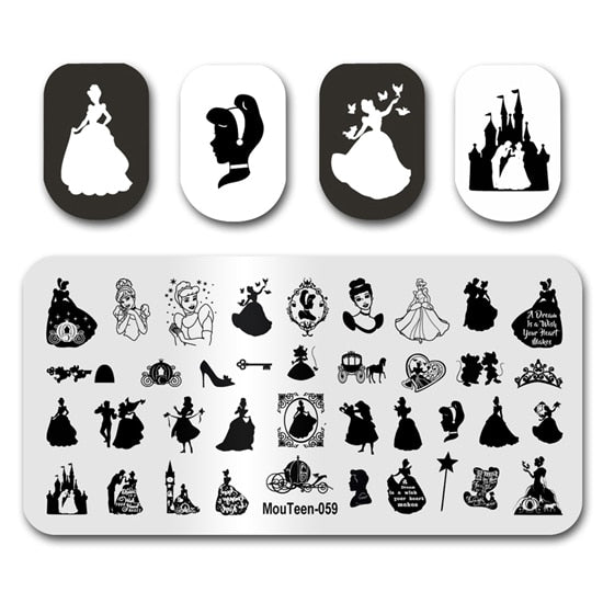 Nail Stamping MouTeen148 Cartoon Big Size Head Disney Nail Plates Stamp King Manicure Set For Nail Art Stamping