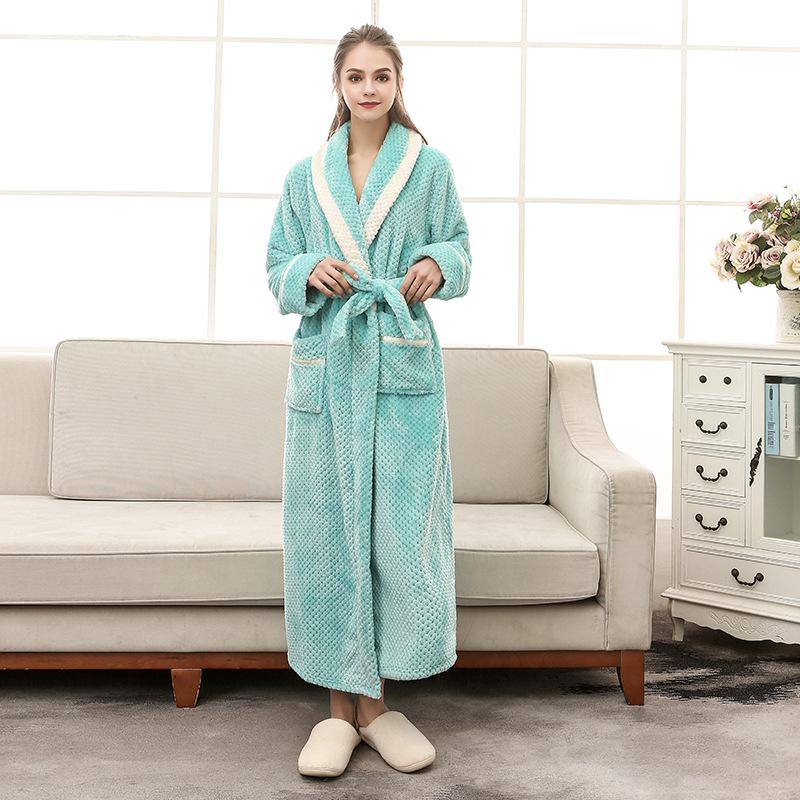 Plus Size 3XL Men Robe Winter Flannel Soft Kimono Gown Lovers Ultra Large Long Bathrobe Nightwear Thick Warm Women Sleepwear