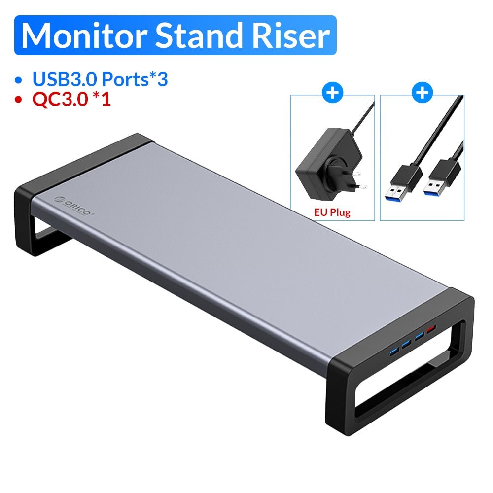 ORICO Aluminum Monitor Stand Riser Wood Computer Universal Desktop Holder Bracket Organizer for PC Laptop MacBook Home Office