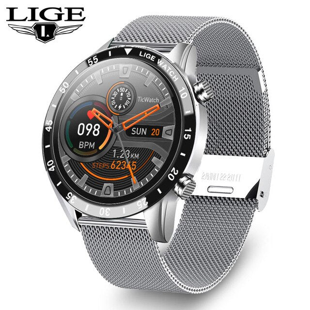 LIGE New Stainless Steel Digital Watch Men Sport Watches Electronic LED Male Wrist Watch For Men Clock Waterproof Bluetooth Hour