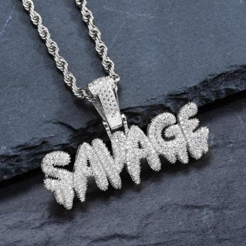 Hip Hop Men and Women Cubic Zircon MBM Letter Pendant Iced Out Full  Necklace Jewelry Gift