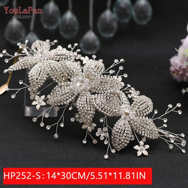 YouLaPan HP240 Golden Bride Hair Accessories Crystal Headband Woman Wedding Hair Jewelry Rhinestone Bridal Tiara and Headdress