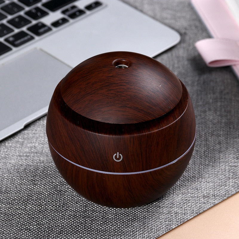 Mini Air Humidifier Ultrasonic USB Aroma Diffuser Wood Grain LED Night Light Electric Essential Oil Diffuser Aromatherapy Home