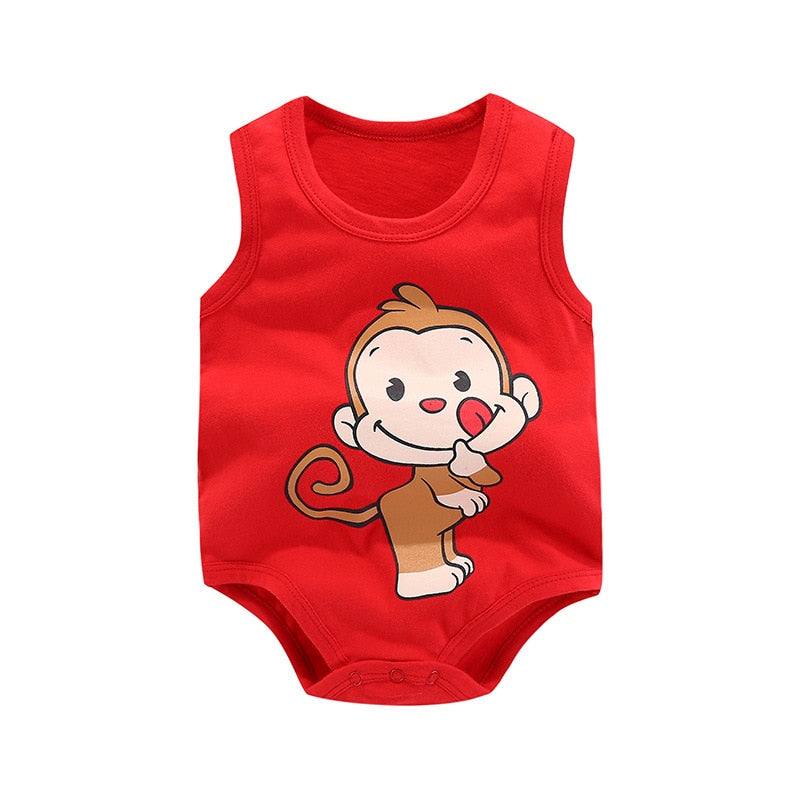 Summer Sleeveless Animal Bodysuit Newborn Baby Boy Bodysuit cotton funny swimsuit Body Baby Girl costume Minibabies short home