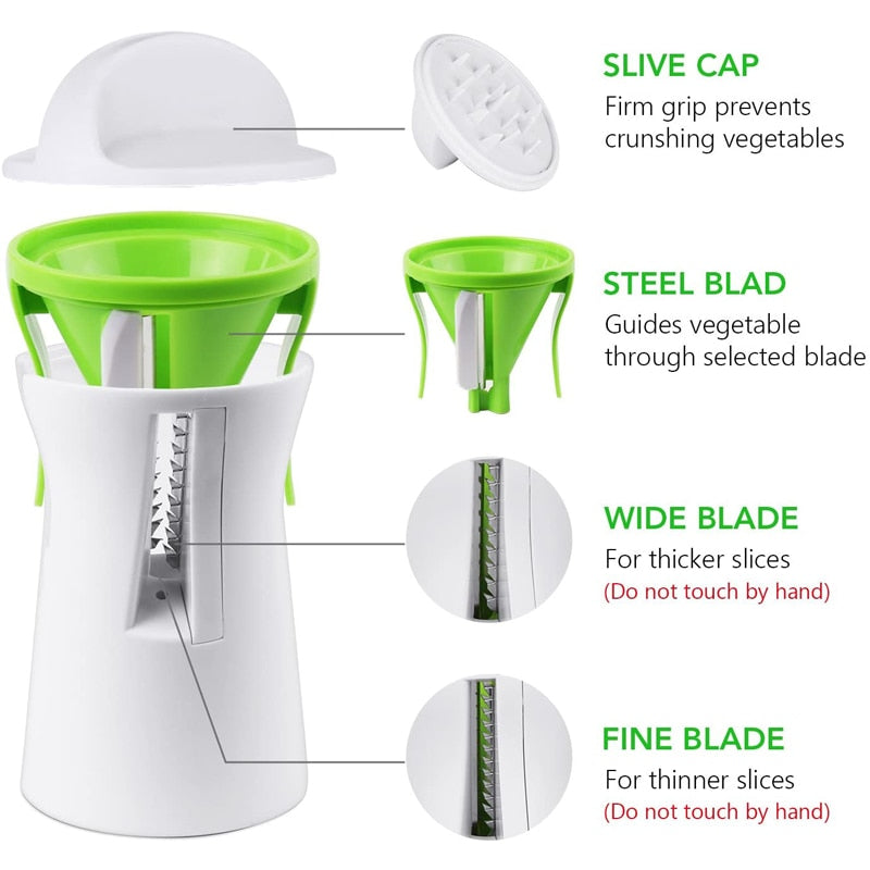 LMETJMA Heavy Duty Spiralizer Vegetable Slicer Vegetable Spiral Slicer Cutter Zucchini Pasta Noodle Spaghetti Maker KC0335