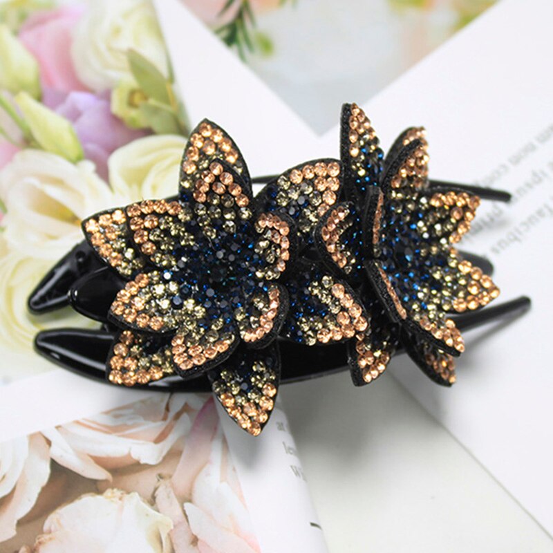 Lystrfac Colorful Flower Rhinestone Hair Clip Women Hair Grab Girls Barrettes Hairpin Hair Claw Female Hair Accessories