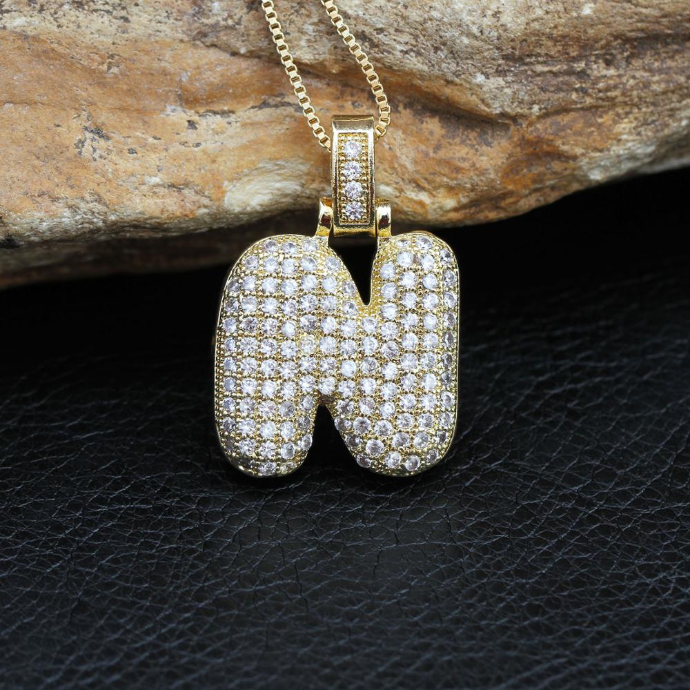 Fashion letters Necklace custom name bubble pendant charm for men and women cubic zircon hip hop jewelry gift