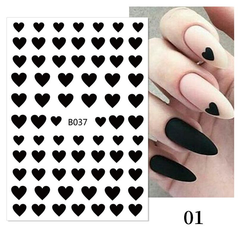 1PC Heart Love Design 3D Nail Sticker English Letter stickers Face Pattern Trasnfer Sliders Valentine&#39;s Day Nail Art Decoration