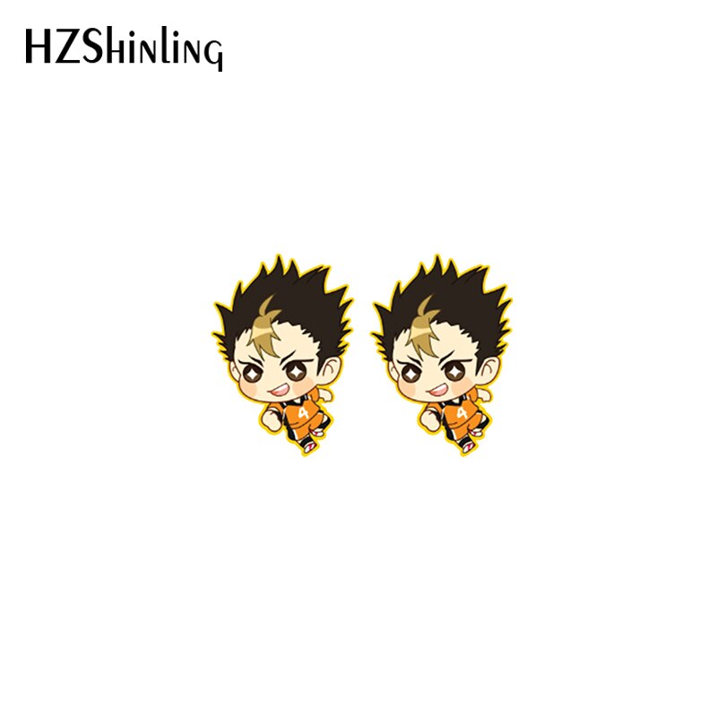 New Fashion Acrylic Earrings Haikyuu!! Cartoon Anime Volleyball Boys Stud Earrings Resin Epoxy Earrings Jewelry